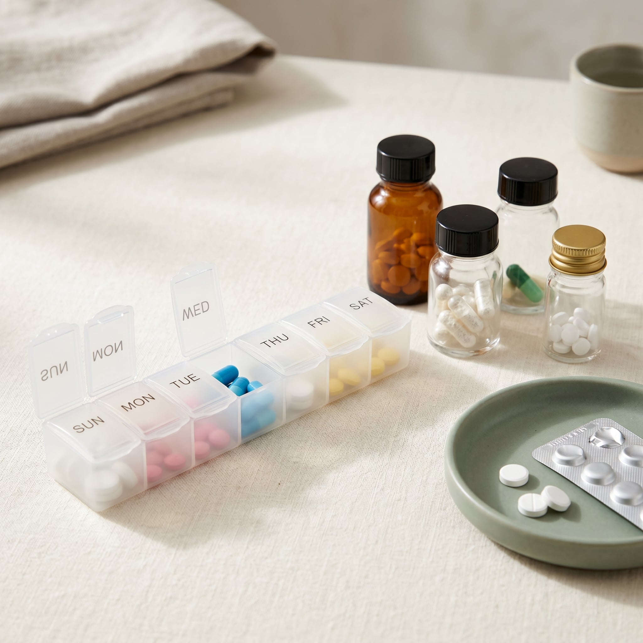 Liste de médicaments et pilulier